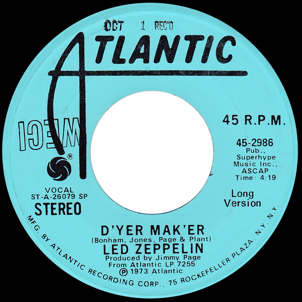 Single <br>USA (45-2986) <br>D'yer Mak'er / D'yer Mak'er (Promo #1) - Image 5