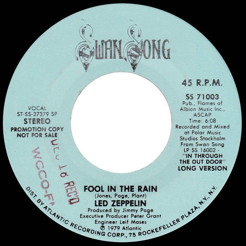 Single <br>USA (SS-71003) <br>Fool In The Rain / Fool In The Rain (Promo #2) - Image 3