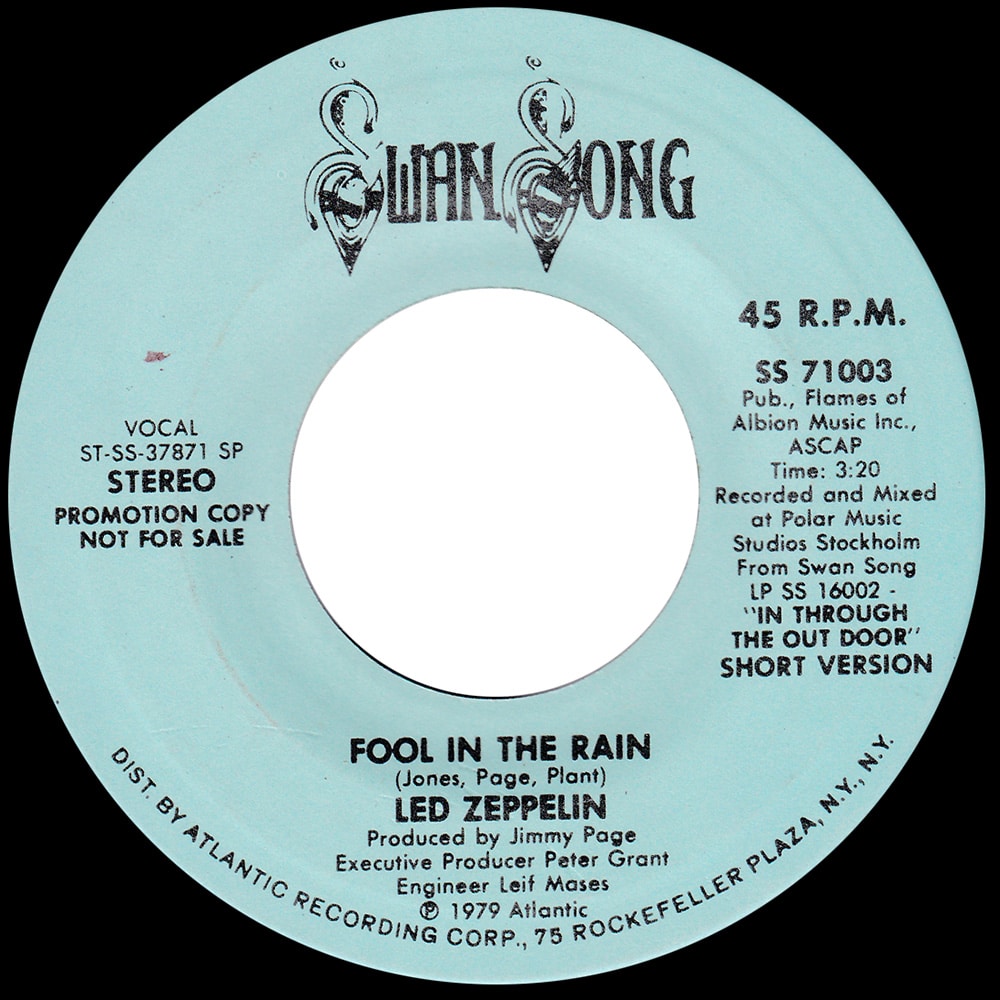Single <br>USA (SS-71003) <br>Fool In The Rain / Fool In The Rain (Promo #2) - Image 4