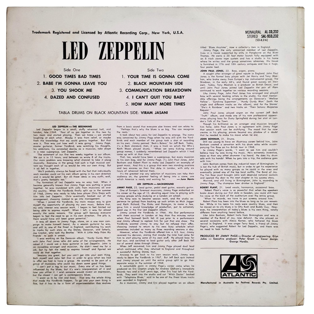 LP <br>Led Zeppelin <br>Australia (SAL-933,232) #9 - Image 2