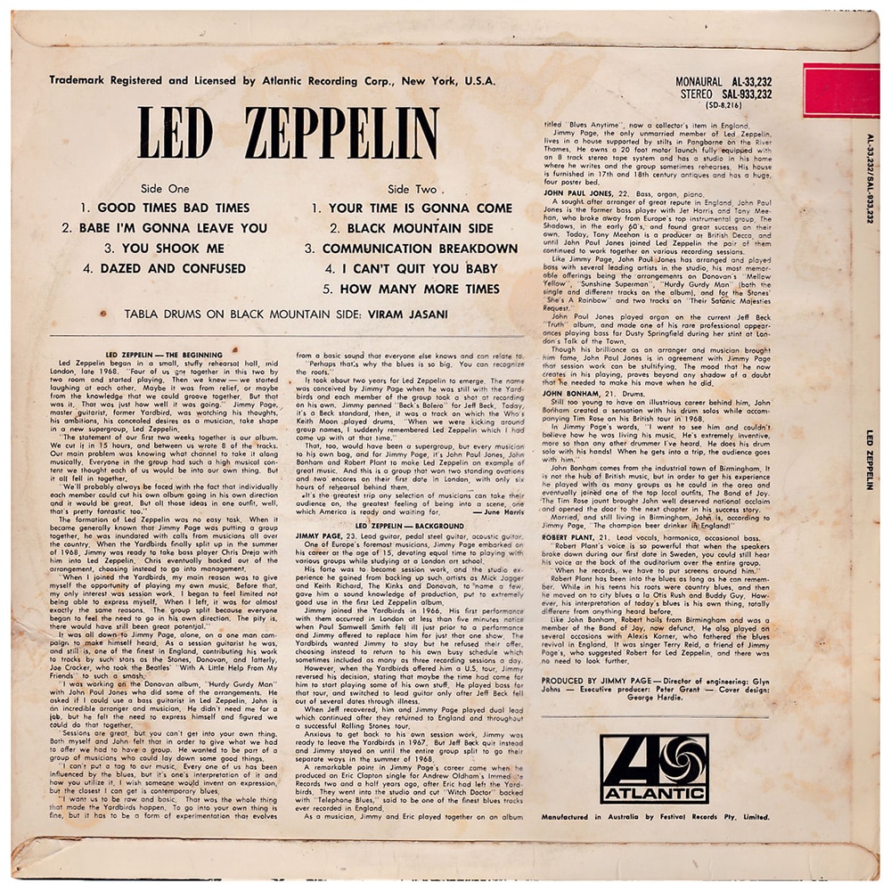 LP <br>Led Zeppelin <br>Australia (AL-933,232) #1 - Image 2