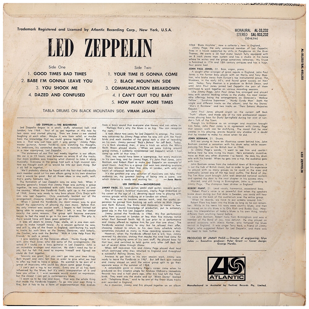 LP <br>Led Zeppelin <br>Australia (SAL-933,232) #4 - Image 2