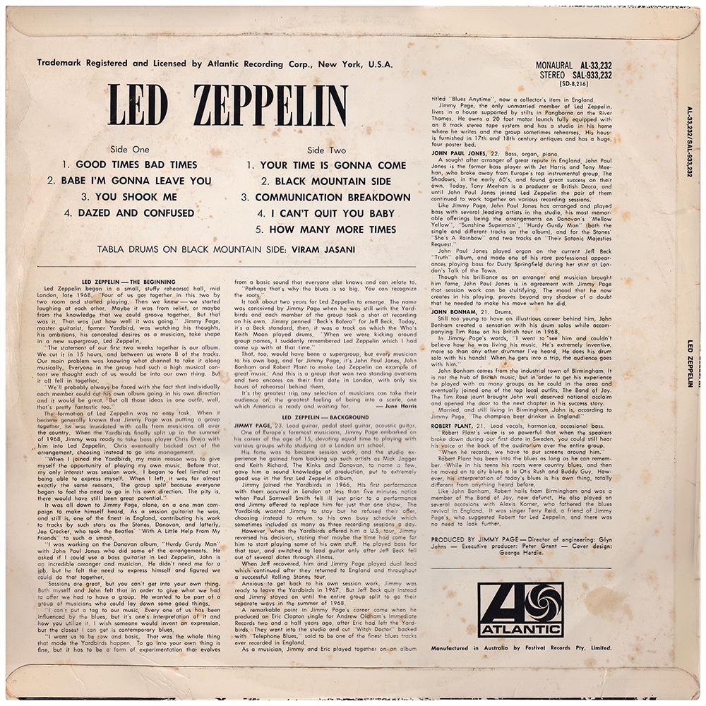 LP <br>Led Zeppelin <br>Australia (SAL-933,232) #3 - Image 2