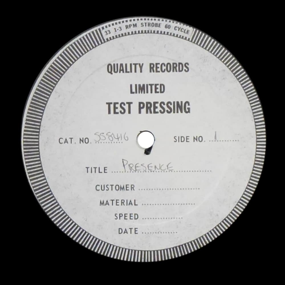 LP <br>Presence <br>Canada (SS 8416) Test Pressing - Image 2