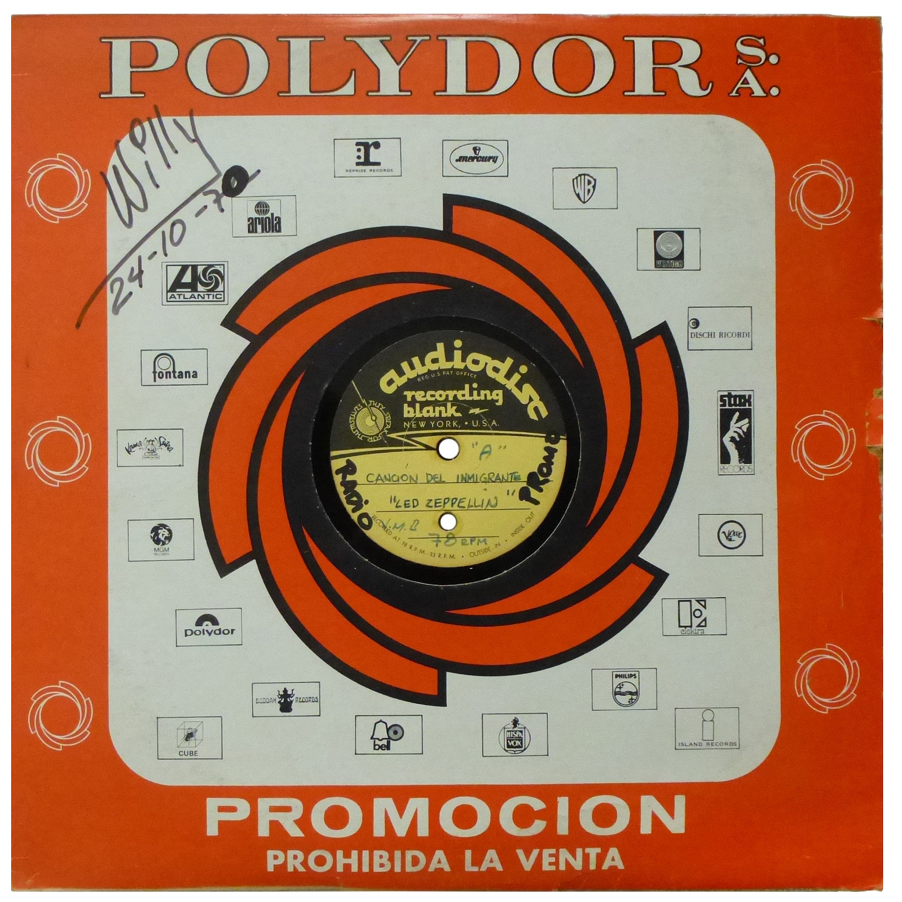 LP <br>Immigrant Song <br>Venezuela (N/A) Acetate