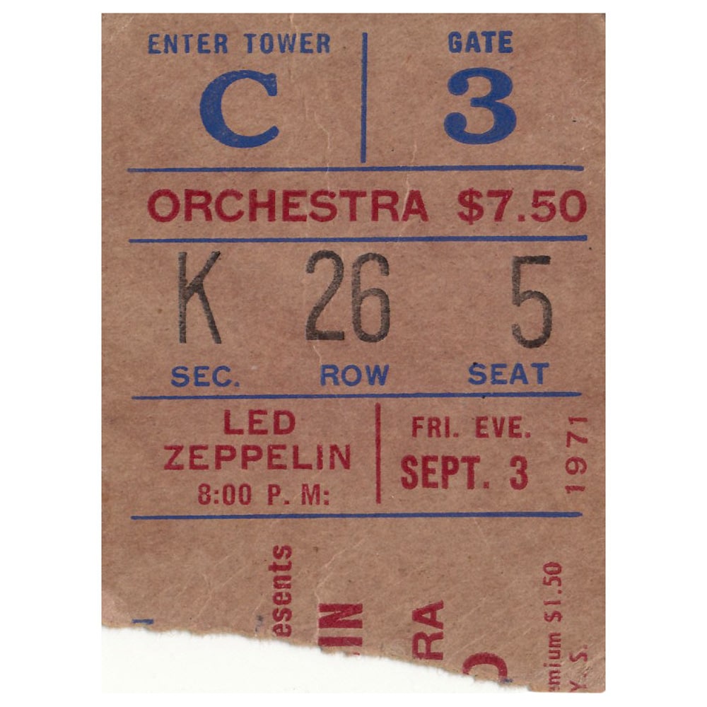Concert Ticket <br>1971.09.03 <br>New York, NY
