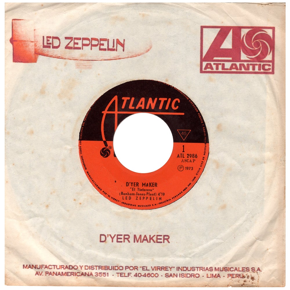 Single <br>Peru (ATL 2986) <br>D'yer Maker/The Crunge (Promo) - Image 5
