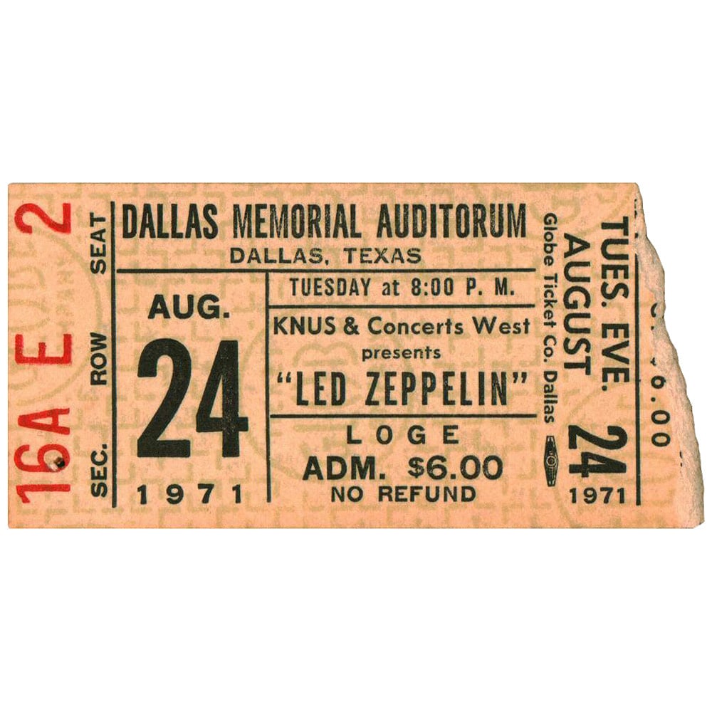 Concert Ticket <br>1971.08.24 <br>Dallas, TX