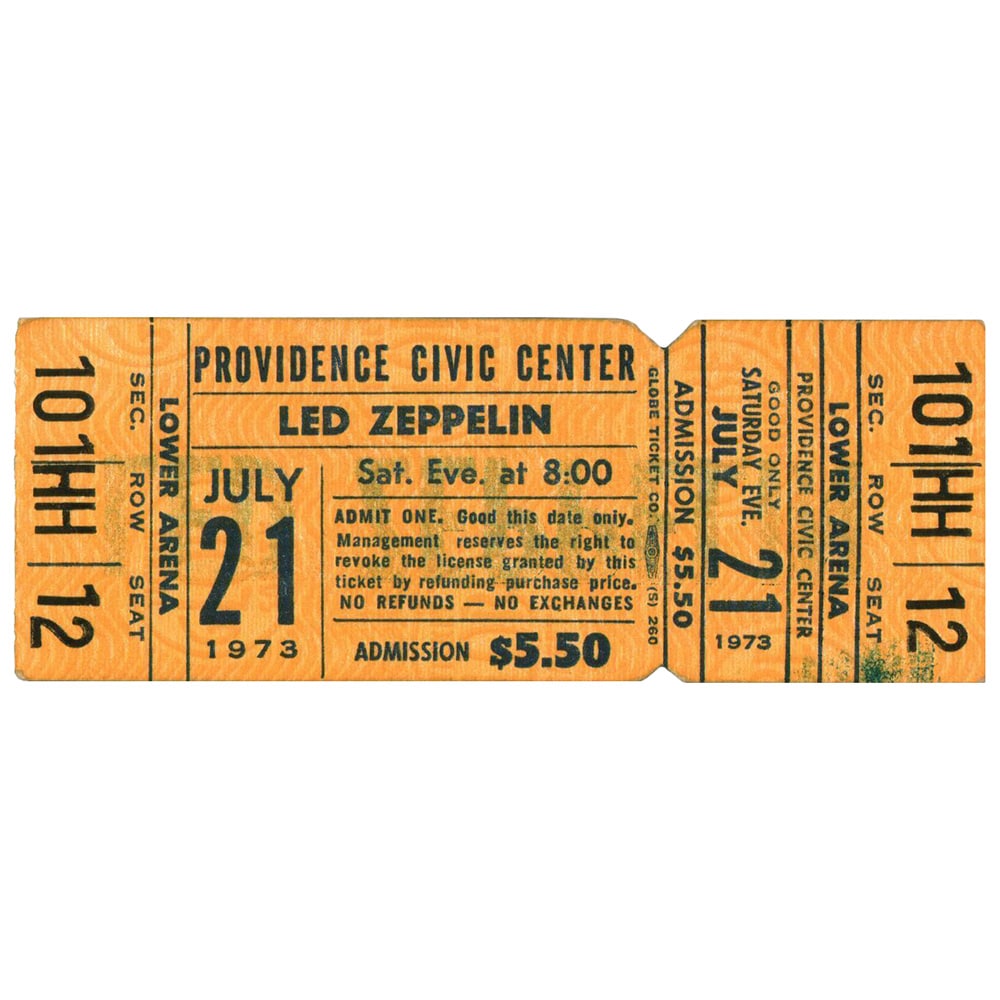 Concert Ticket <br>1973.07.21 <br>Providence, RI