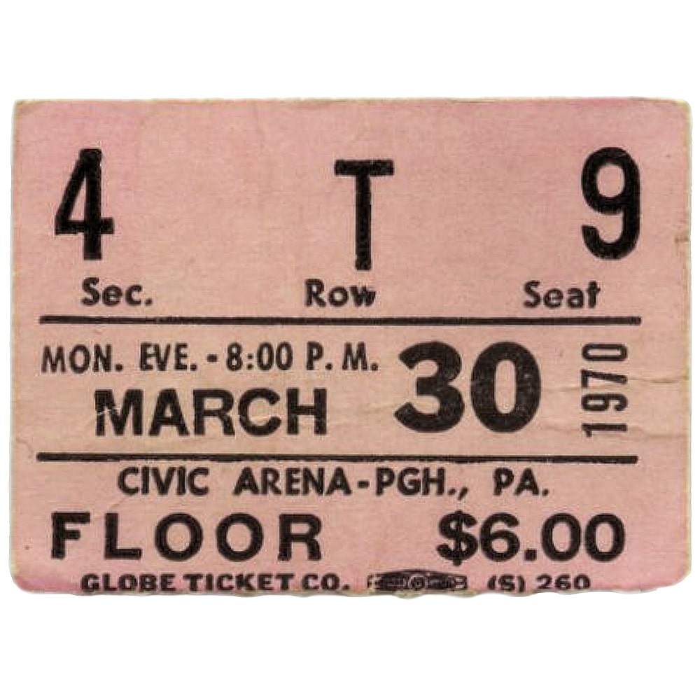 Concert Ticket <br>1970.03.30 <br>Pittsburgh, PA