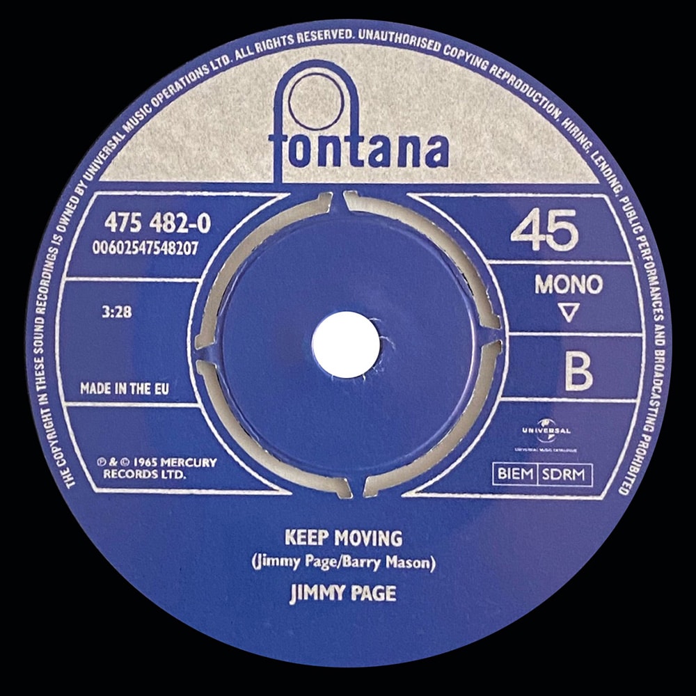 Pre-Zep Single <br>Jimmy Page <br>UK (475 482-0) <br>She Just Satisfies / Keep Moving - Image 3