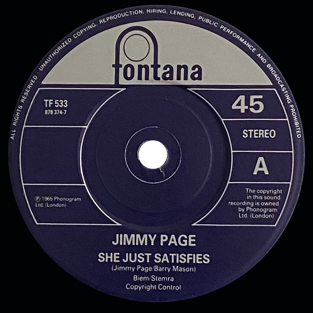 Pre-Zep Single <br>Jimmy Page <br>UK (TF 533) <br>She Just Satisfies / Keep Moving (#2) - Image 2