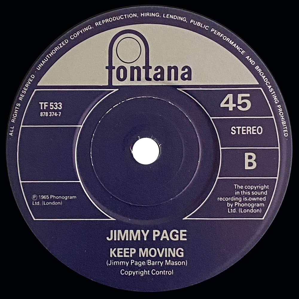 Pre-Zep Single <br>Jimmy Page <br>UK (TF 533) <br>She Just Satisfies / Keep Moving (#2) - Image 3