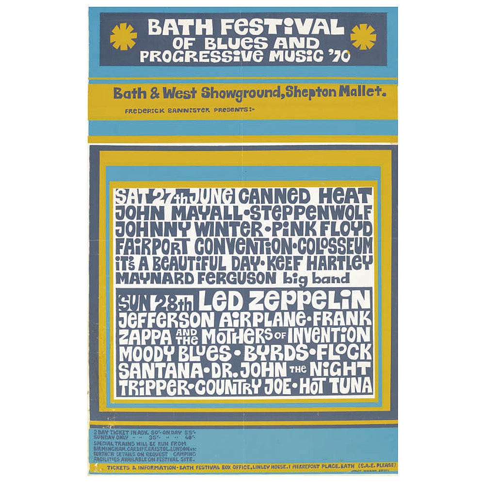 Concert Advertisement <br>1970.06.28 <br>Bath Festival, UK (Poster) #2