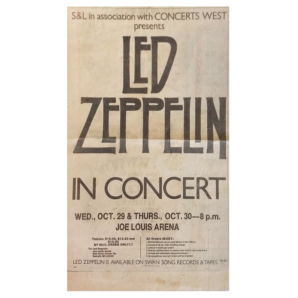 Concert Advertisement <br>1980.10.29 <br>Detroit, MI (Ad)