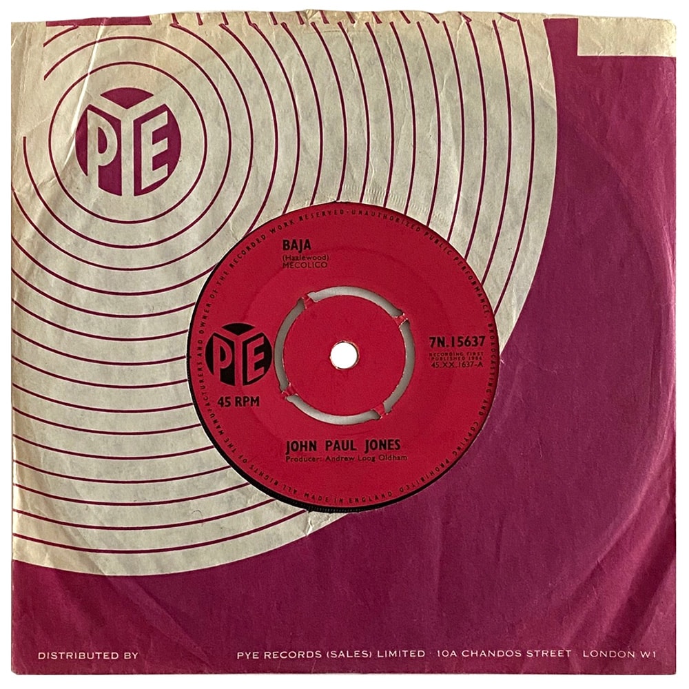 Pre-Zep Single <br>John Paul Jones <br>UK (7N.15637) <br>Baja / A Foggy Day In Vietnam (#1)