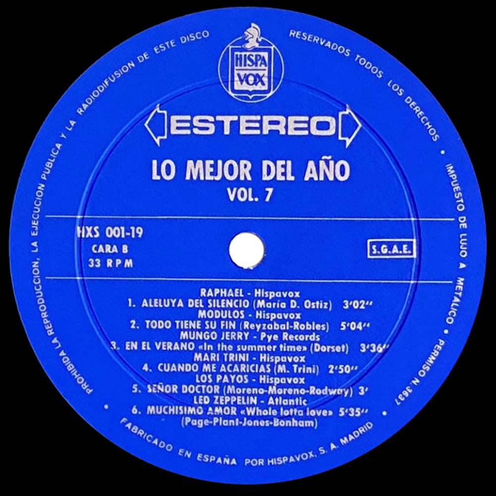 LP <br>Lo Meyor Del Ano Vol. 07 <br>Whole Lotta Love <br>Spain (HXS 001-19) - Image 3