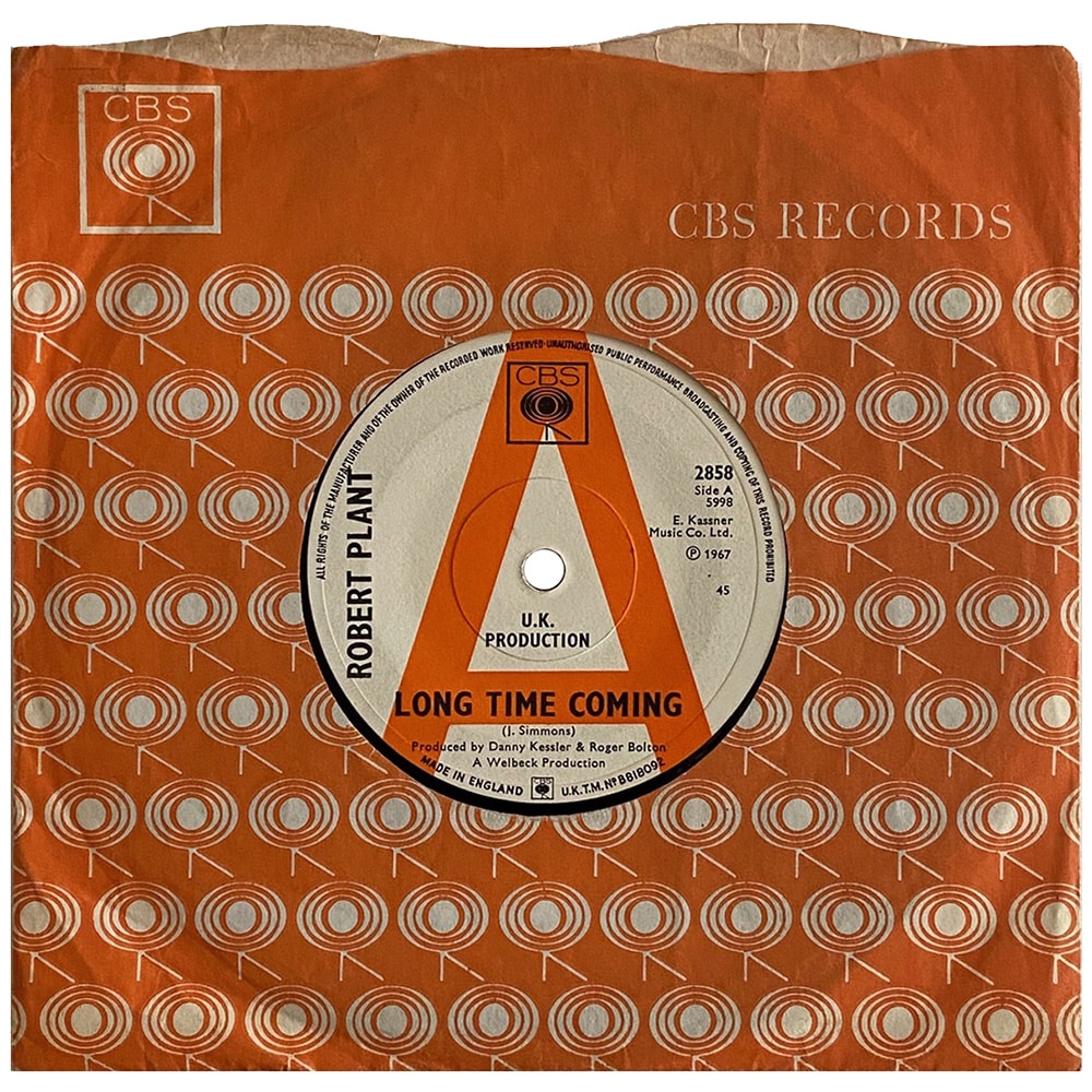 Pre-Zep Single <br>Robert Plant <br>UK (2858) <br>Long Time Coming / I've Got A Secret (Promo)