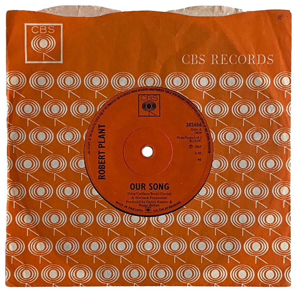 Pre-Zep Single <br>Robert Plant <br>UK (202656) <br>Our Song / Laughin', Cryin', Laughin' #2