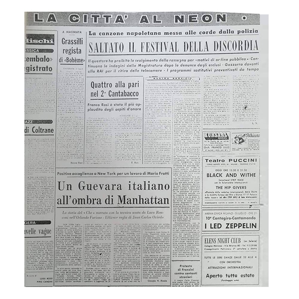 Concert Advertisement <br>1971.07.05 <br>Milan, IT (Ad) - Image 2