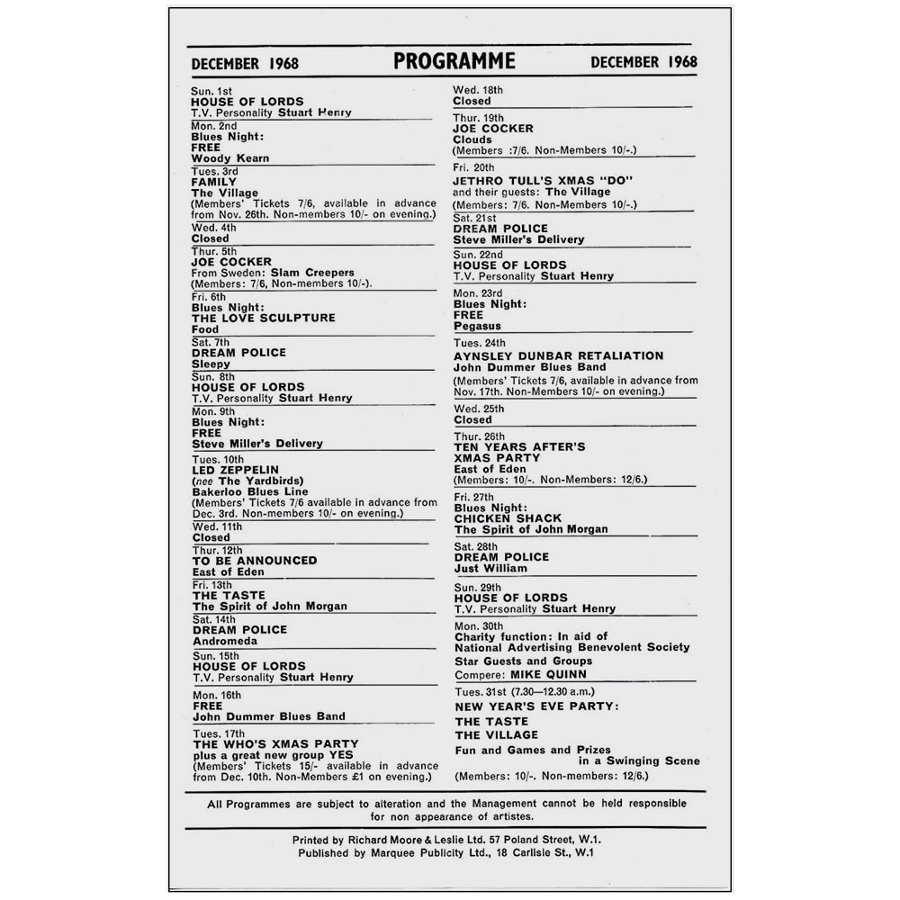 Concert Advertisement <br>1968.12.10 <br>London, UK (Handbill) - Image 3