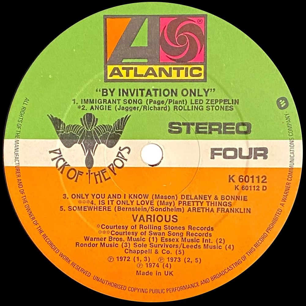 LP <br>By Invitation Only <br>Whole Lotta Love, Immigrant Song <br>UK (K 60112) - Image 5