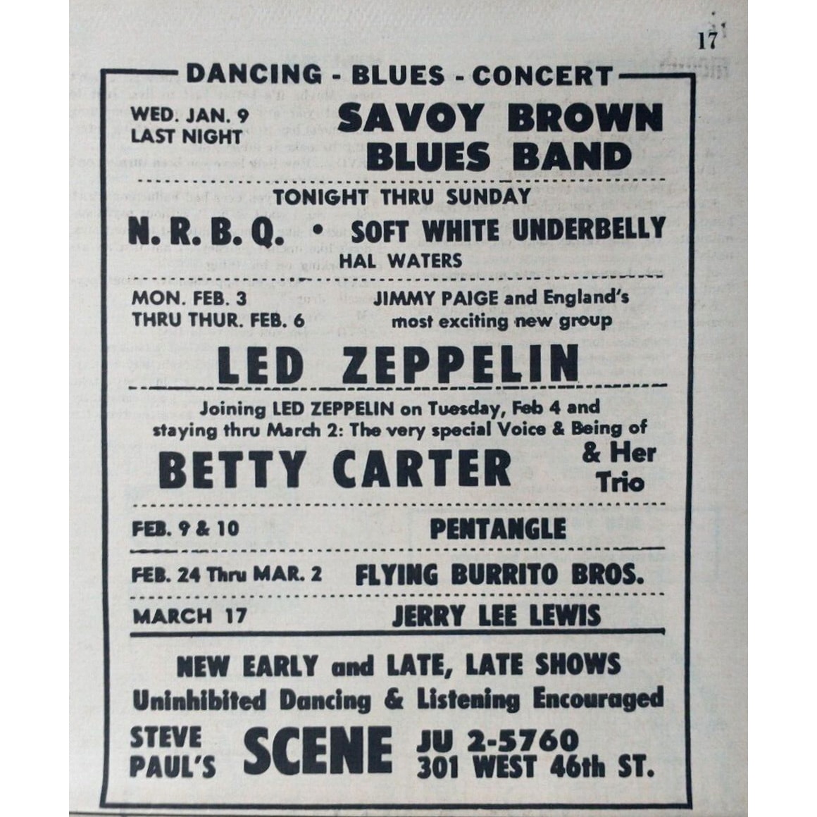Concert Advertisement <br>1969.02.03 <br>New York, NY (Ad)