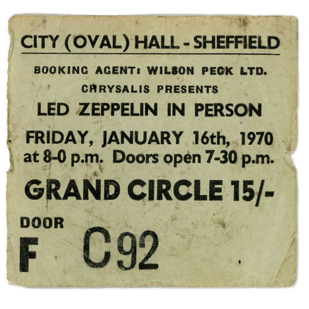 Concert Ticket <br>1970.01.16 <br>Sheffield, UK