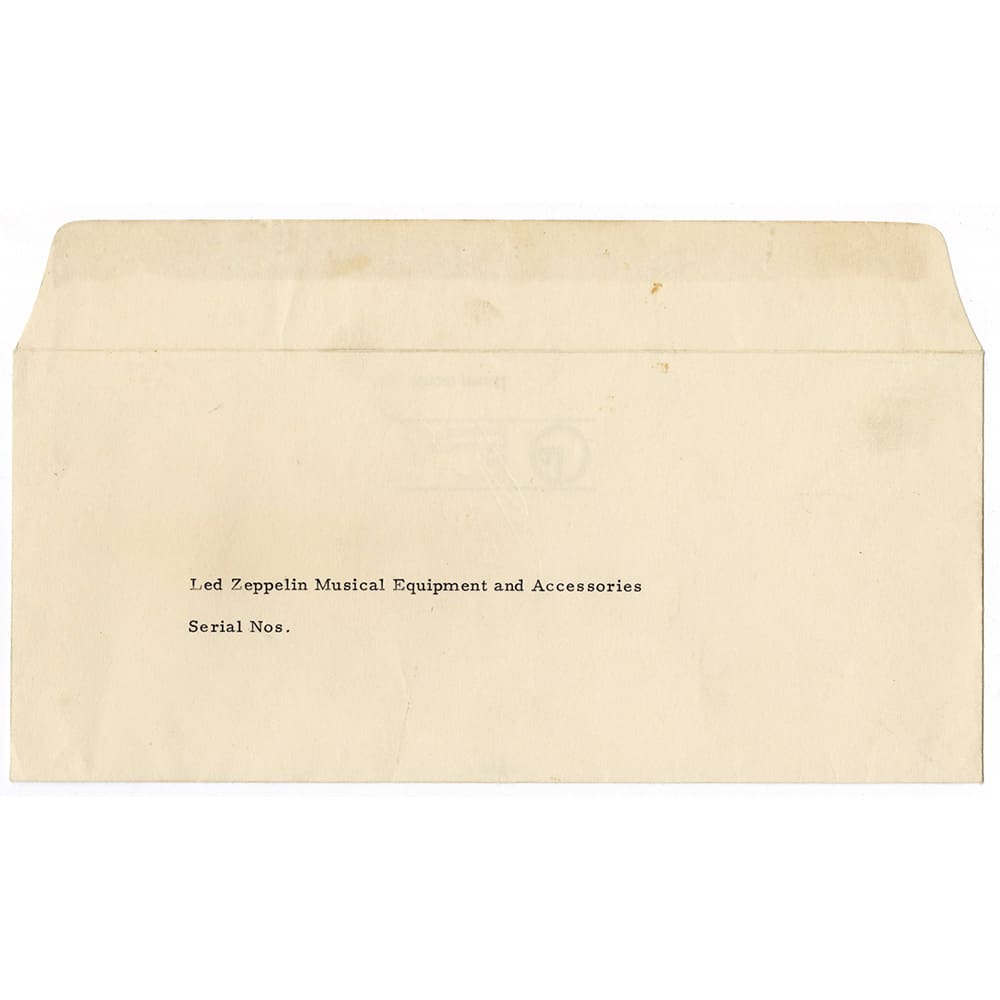 Concert Rarity <br>1970 <br>US Tour Equipment List
