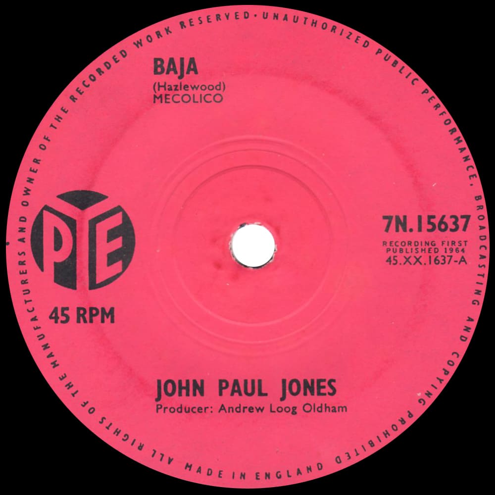 Pre-Zep Single <br>John Paul Jones <br>UK (7N.15637) <br>Baja / A Foggy Day In Vietnam (#2) - Image 2