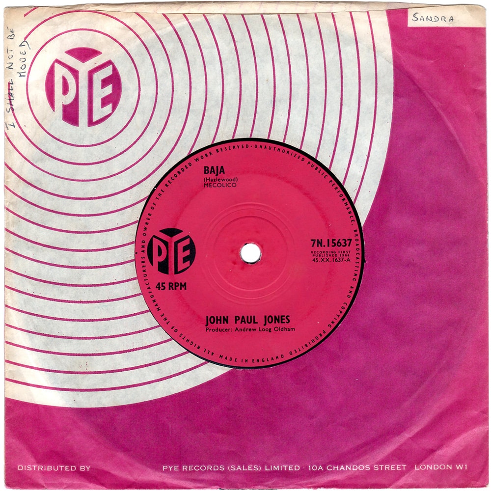 Pre-Zep Single <br>John Paul Jones <br>UK (7N.15637) <br>Baja / A Foggy Day In Vietnam (#2)