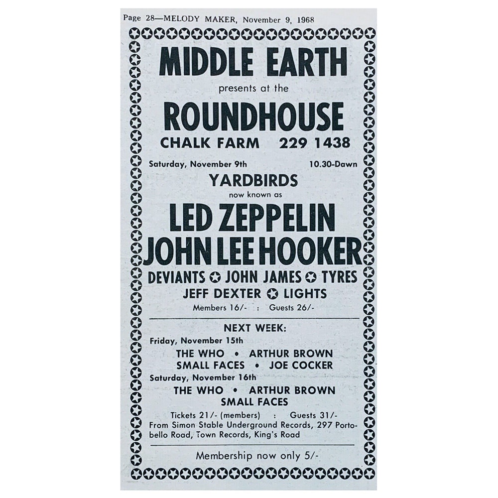 Concert Advertisement <br>1968.11.09 <br>London, UK (Ad)