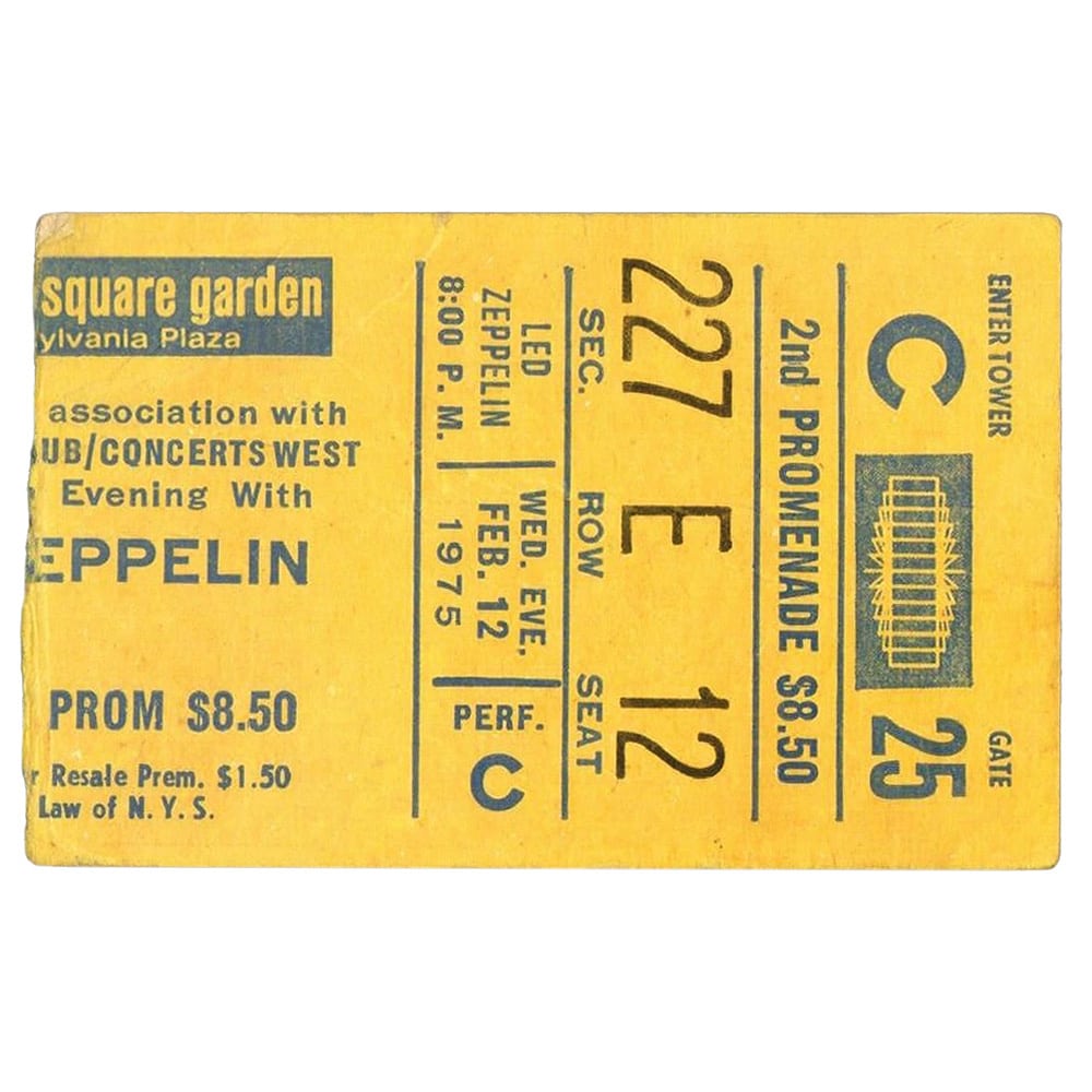 Concert Ticket <br>1975.02.12 <br>New York, NY