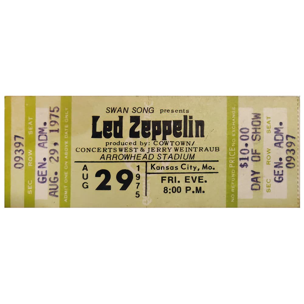 Concert Ticket <br>1975.08.29 <br>Kansas City, MO (canceled)