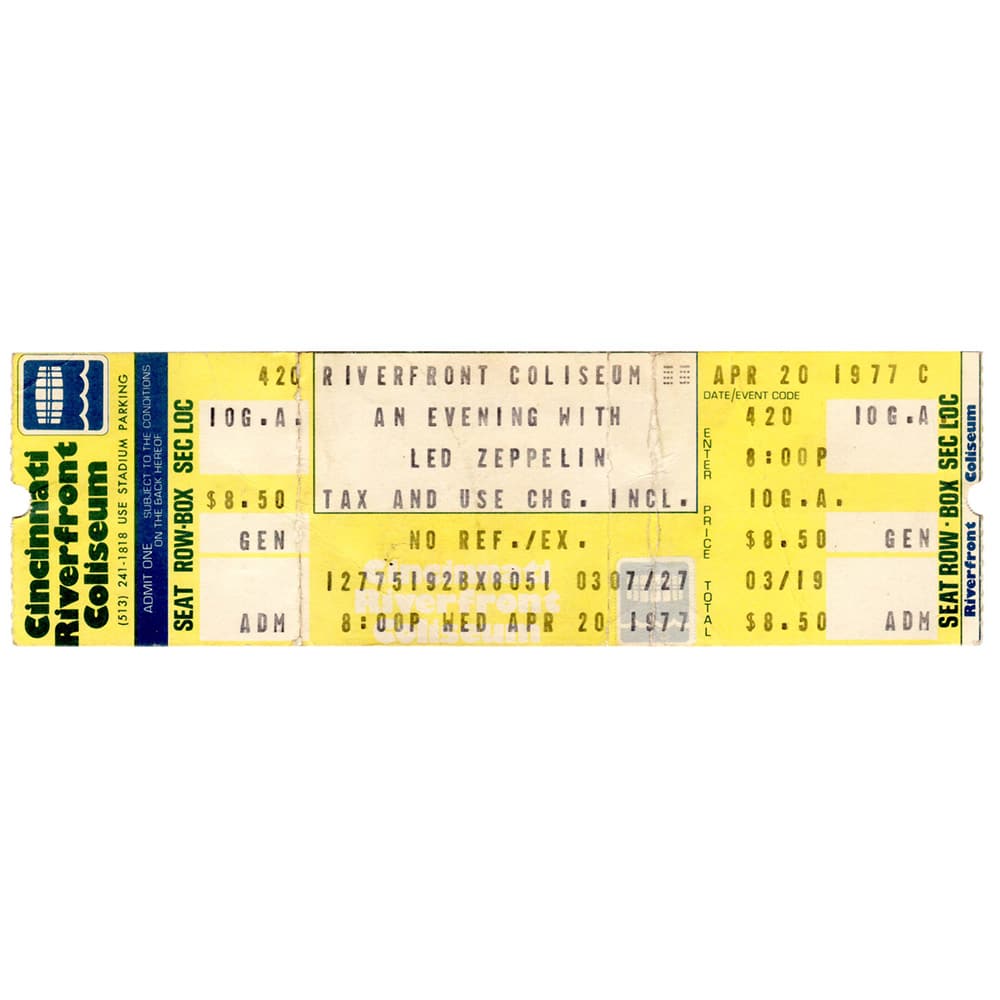 Concert Ticket <br>1977.04.20 <br>Cincinnati, OH