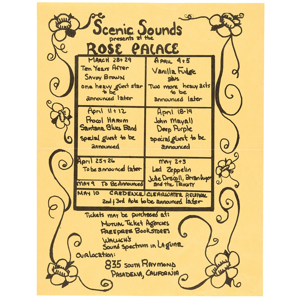 Concert Advertisement <br>1969.05.02 <br>Pasadena, CA (Handbill)