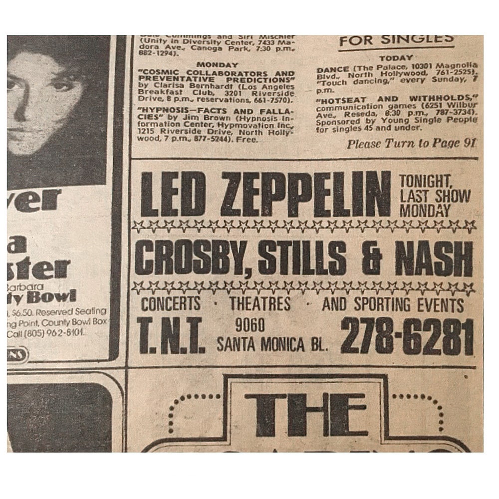 Concert Advertisement <br>1977.06.26 <br>Los Angeles, CA (Ad)