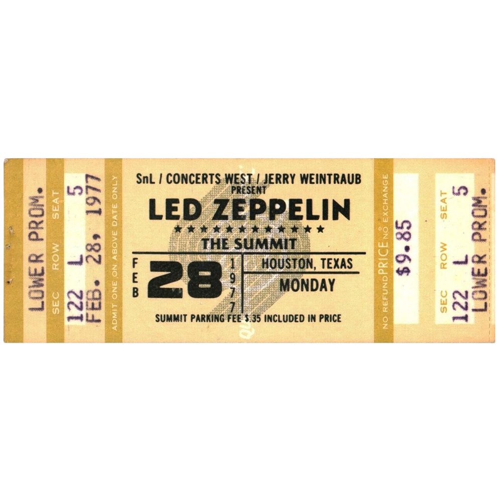 Concert Ticket <br>1977.05.21 <br>Houston, TX