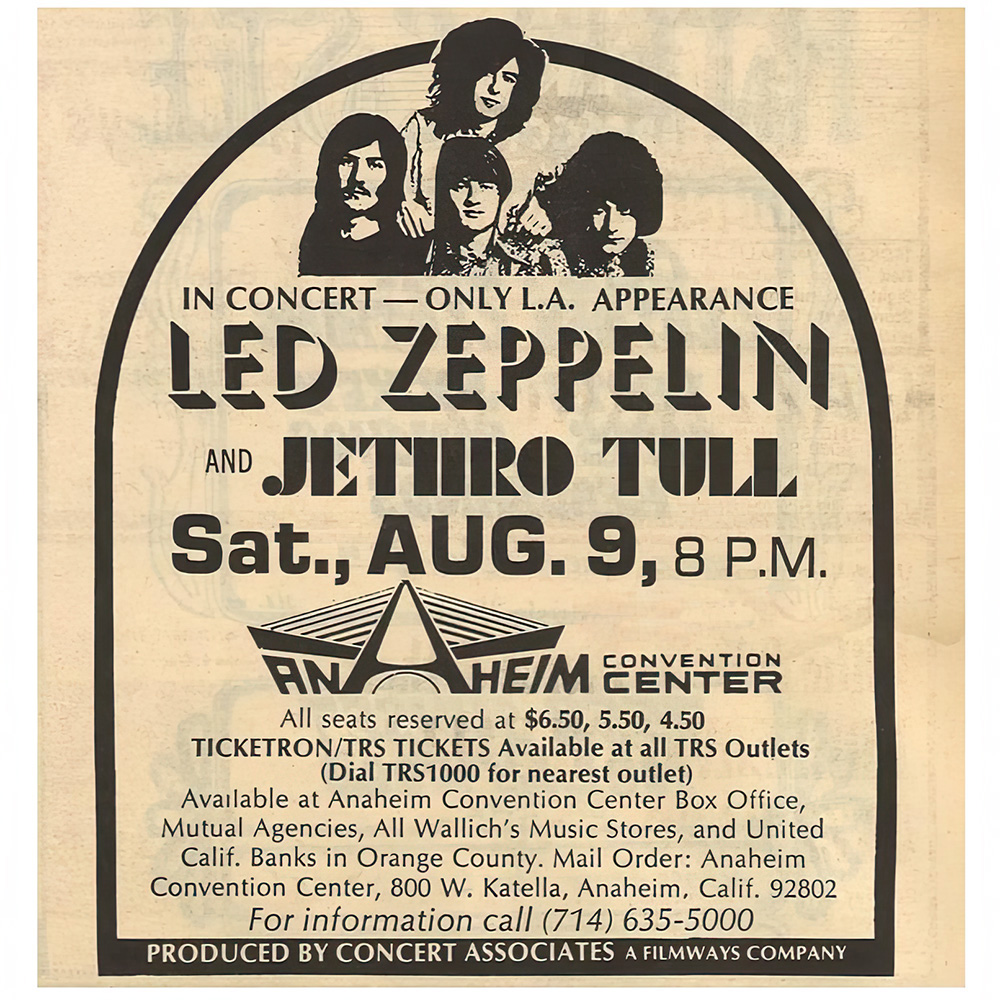 Concert Advertisement <br>1969.08.09 <br>Anaheim, CA (Ad)