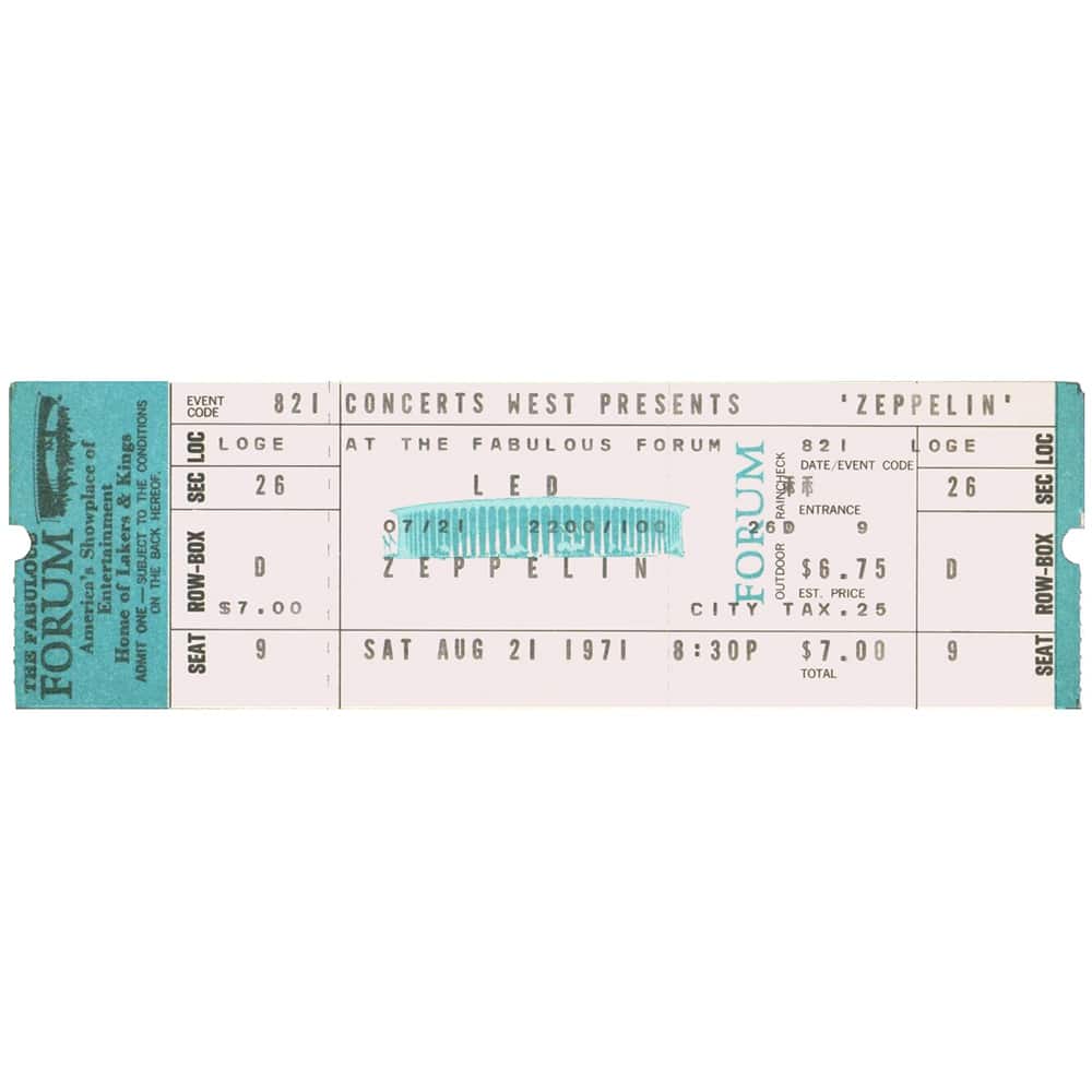 Concert Ticket <br>1971.08.21 <br>Los Angeles, CA