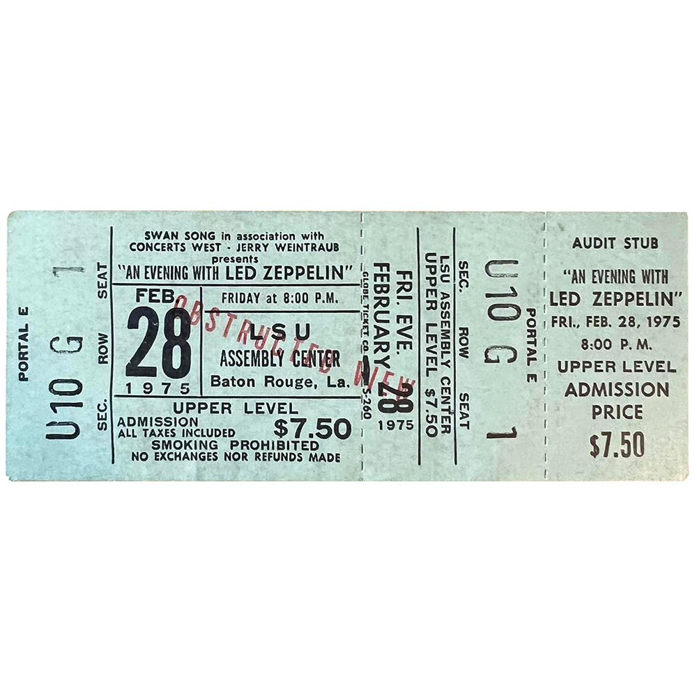 Concert Ticket <br>1975.02.28 <br>Baton Rouge, LA