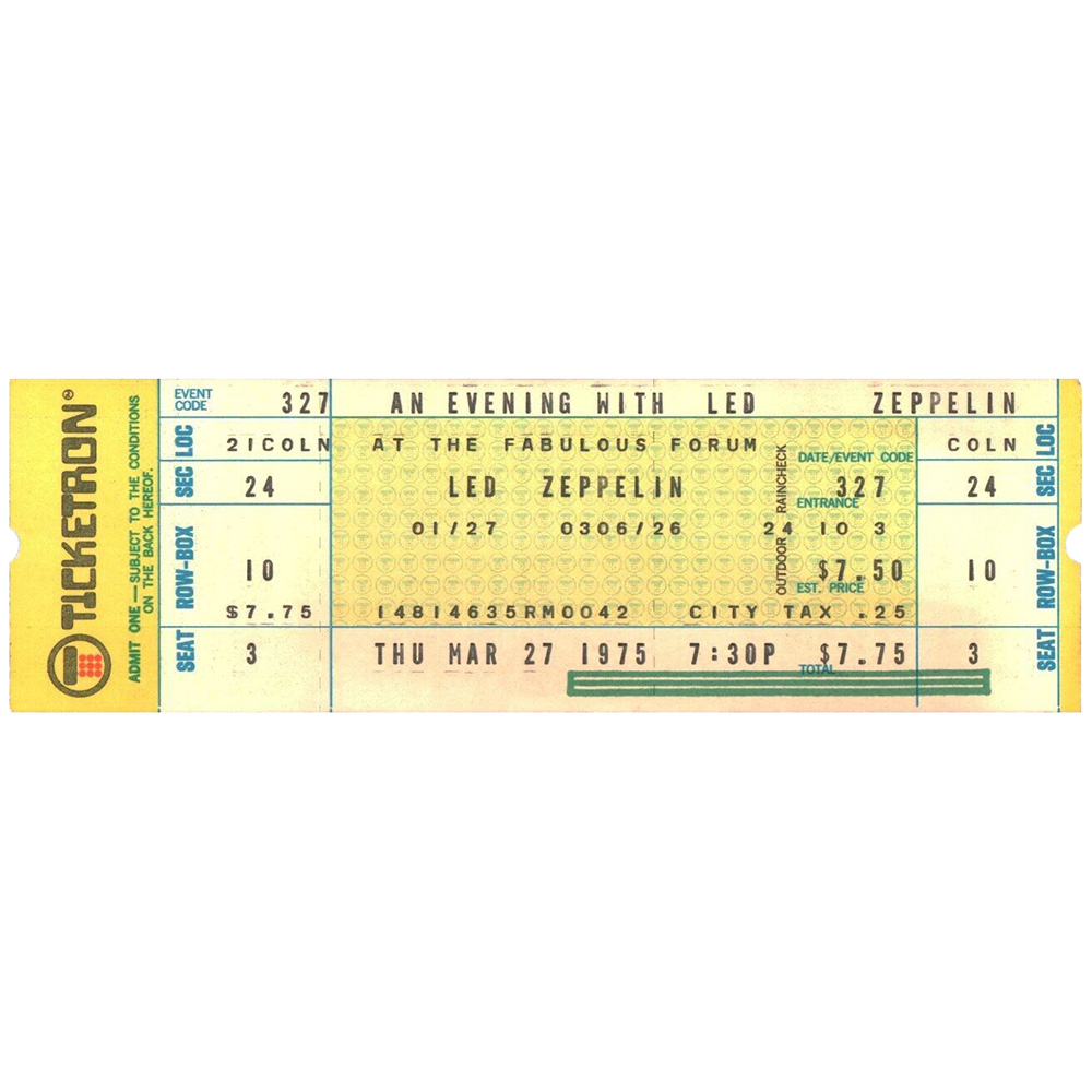 Concert Ticket <br>1975.03.27 <br>Los Angeles, CA