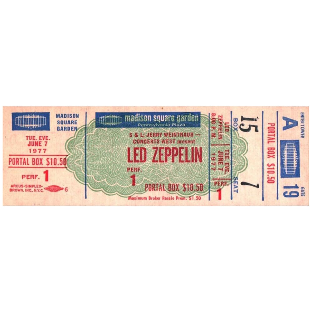 Concert Ticket <br>1977.06.07 <br>New York, NY