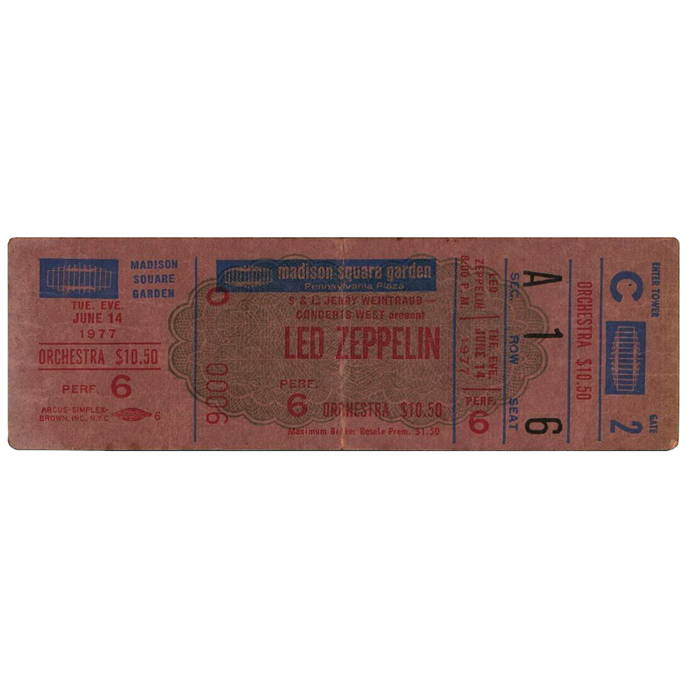 Concert Ticket <br>1977.06.14 <br>New York, NY