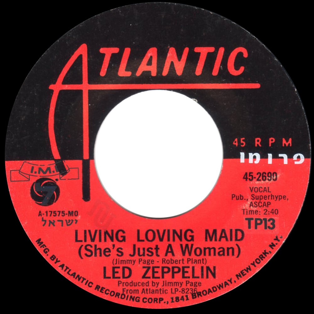 Single <br>Israel (45-2690) <br>Whole Lotta Love / Living Loving Maid (Promo) - Image 2