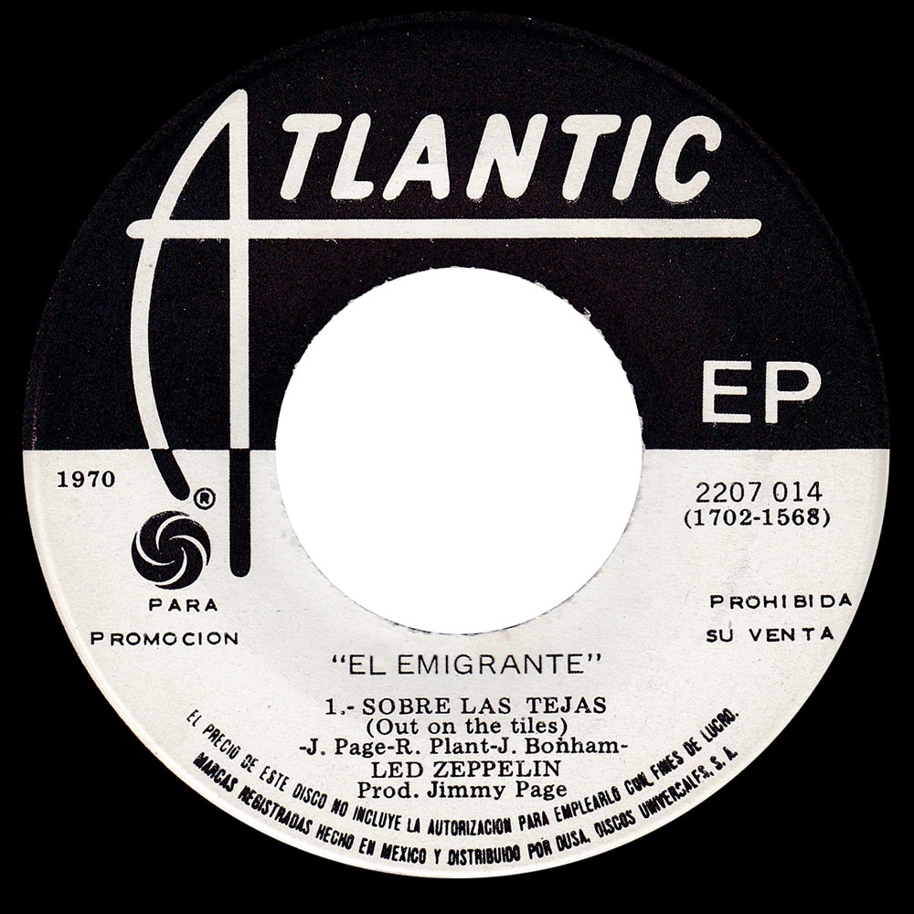 Single <br>Mexico (2207 014) <br>Immigrant Song/Tangerine/Out on the Tiles (Promo) - Image 4