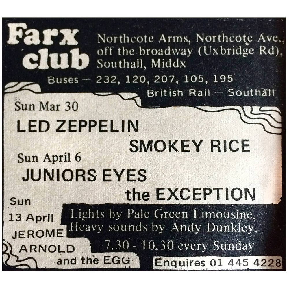 Concert Advertisement <br>1969.03.30 <br>Southall, UK (Ad)