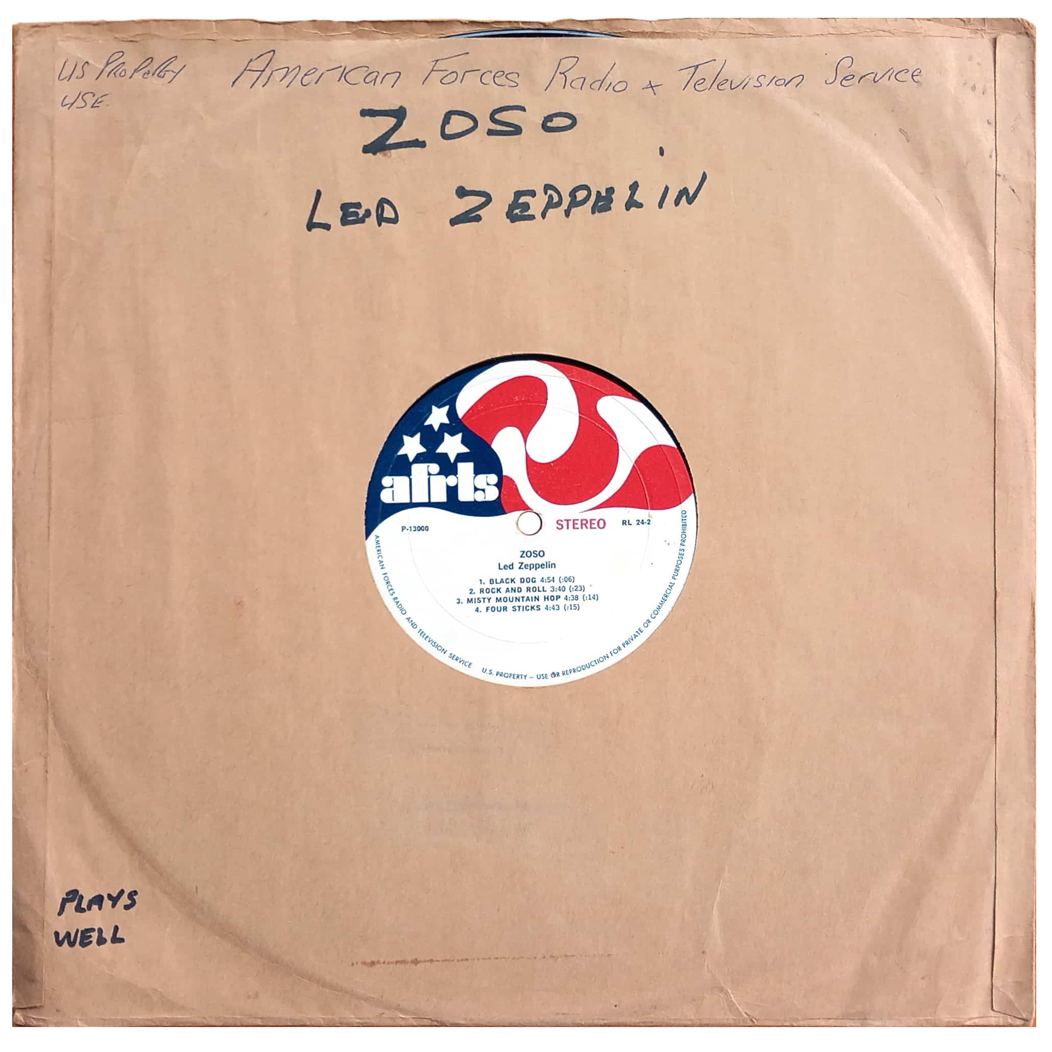 LP <br>Led Zeppelin IV <br>USA (RL 24-2) Promo