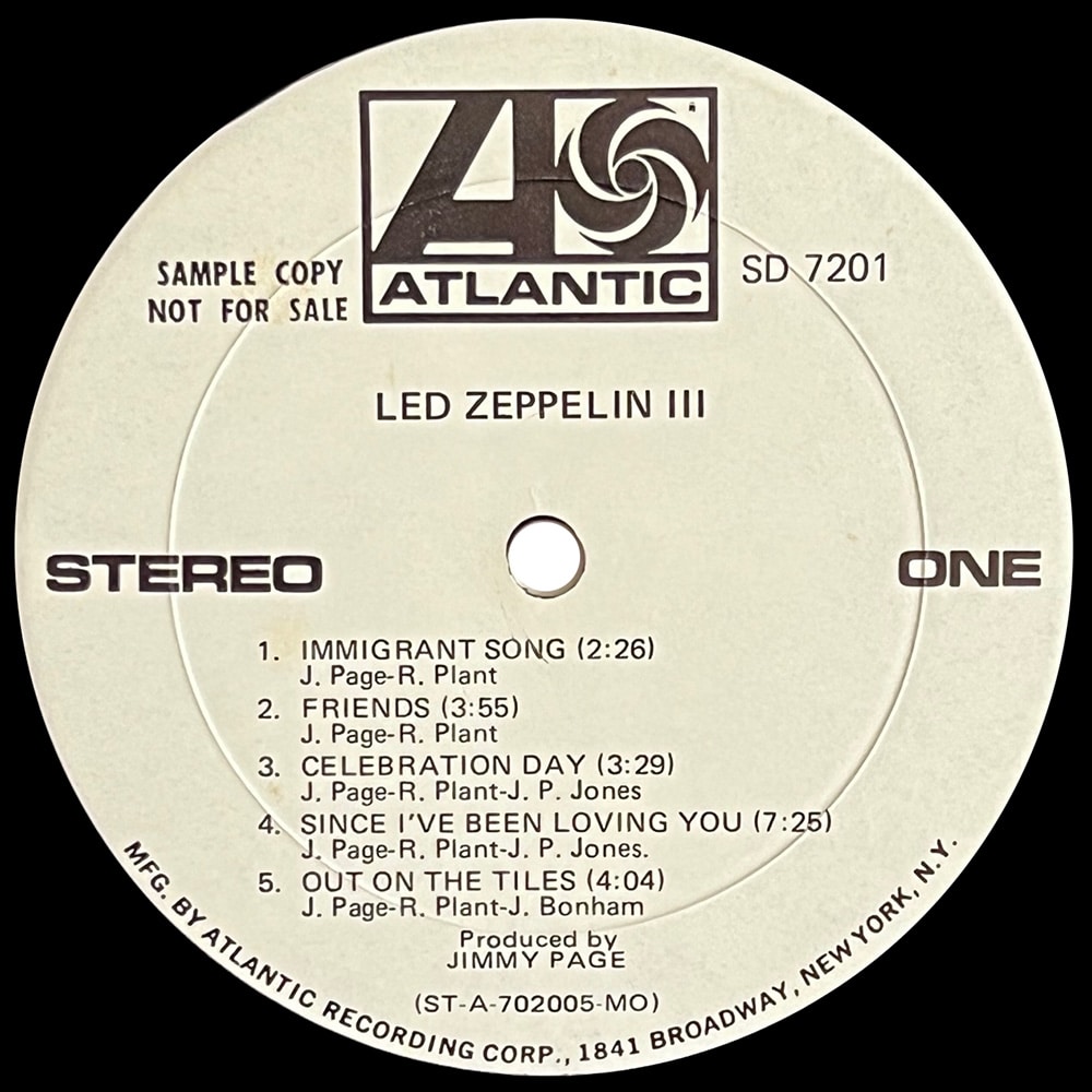 LP <br>Led Zeppelin III <br>USA (SD 7201) Promo #3 - Image 4