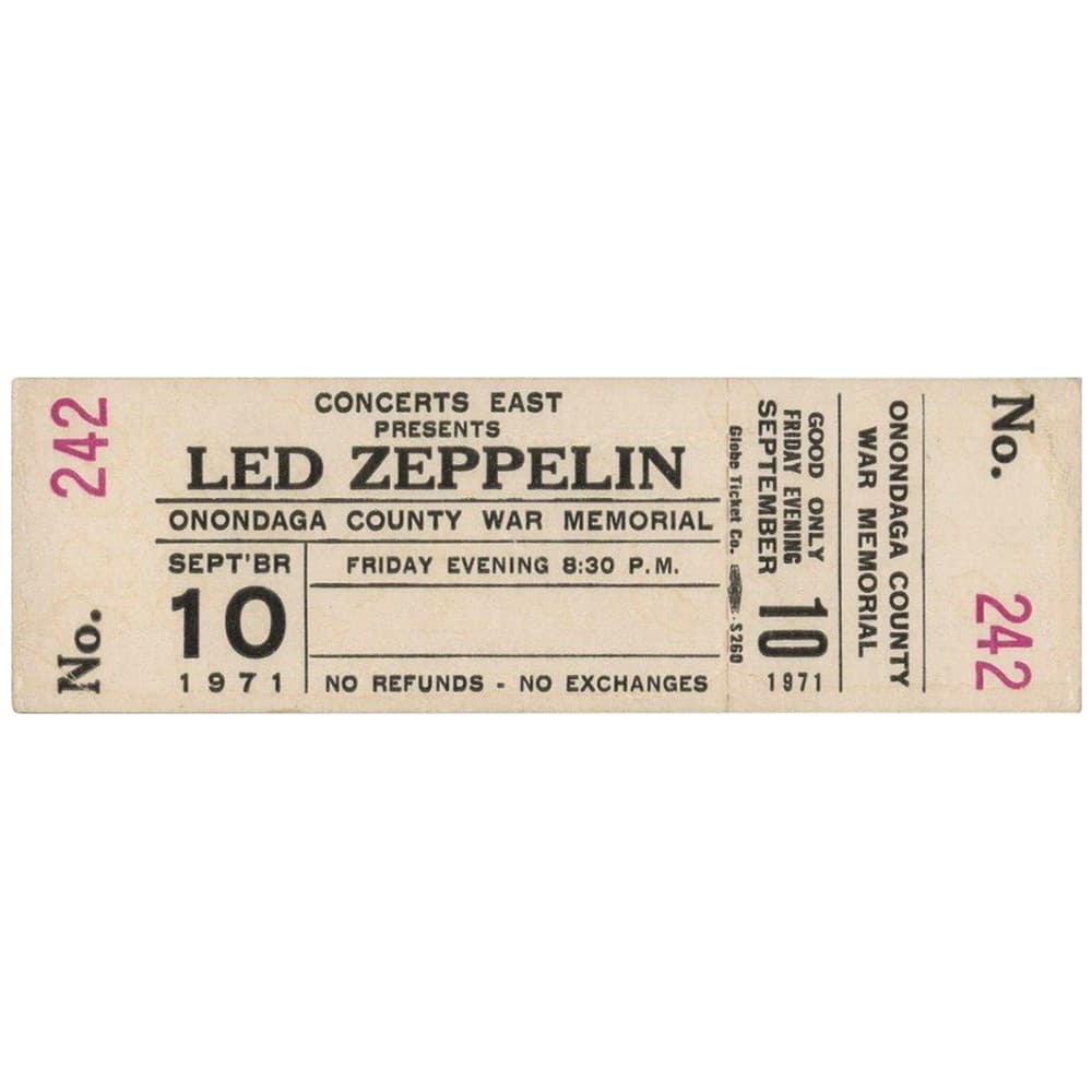 Concert Ticket <br>1971.09.10 <br>Syracuse, NY